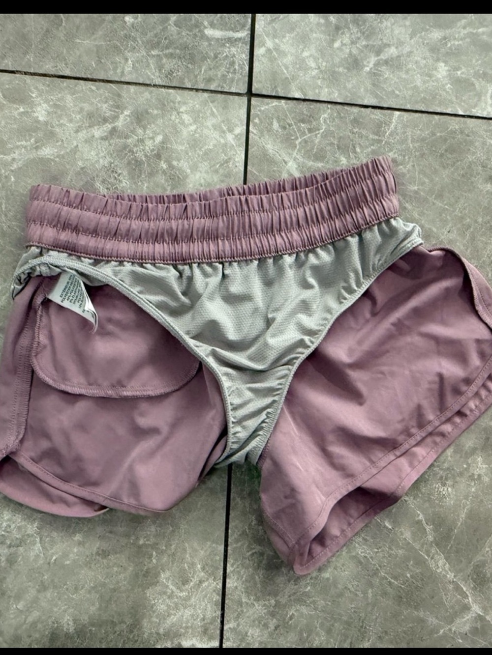 Vuori Women's Dusty Mauve Drawstring Athletic Shorts - Picture 4 of 5
